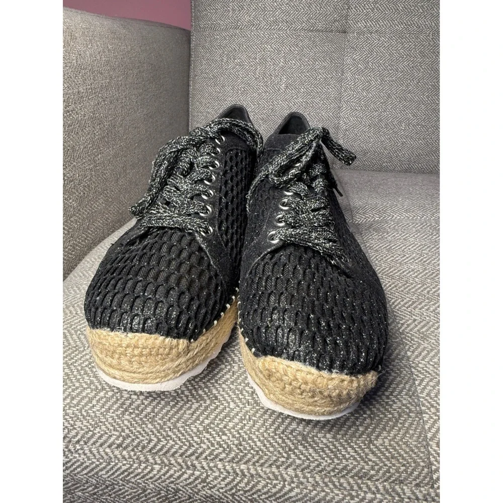 INC International Concepts Black Mesh Espadrille Platform Sneakers Size 9M
